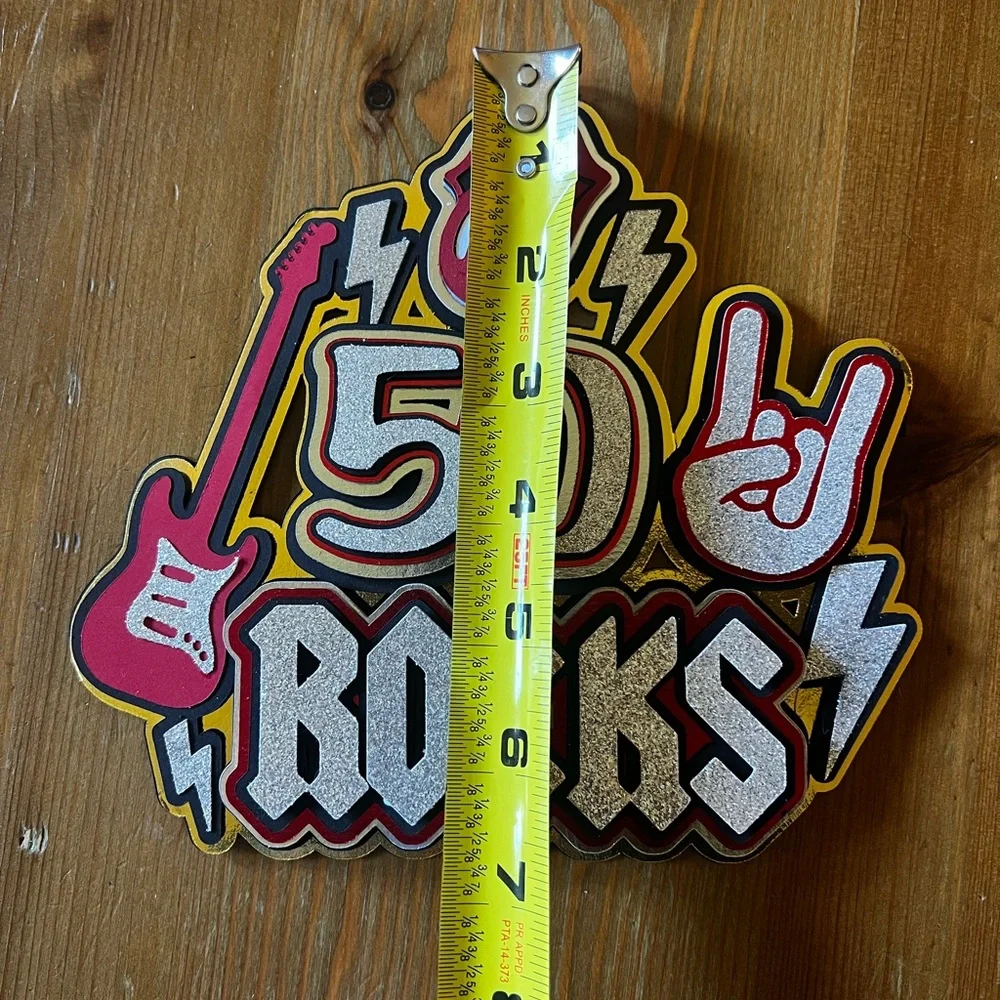 50 Rocks Guitar Birthday Cake Topper